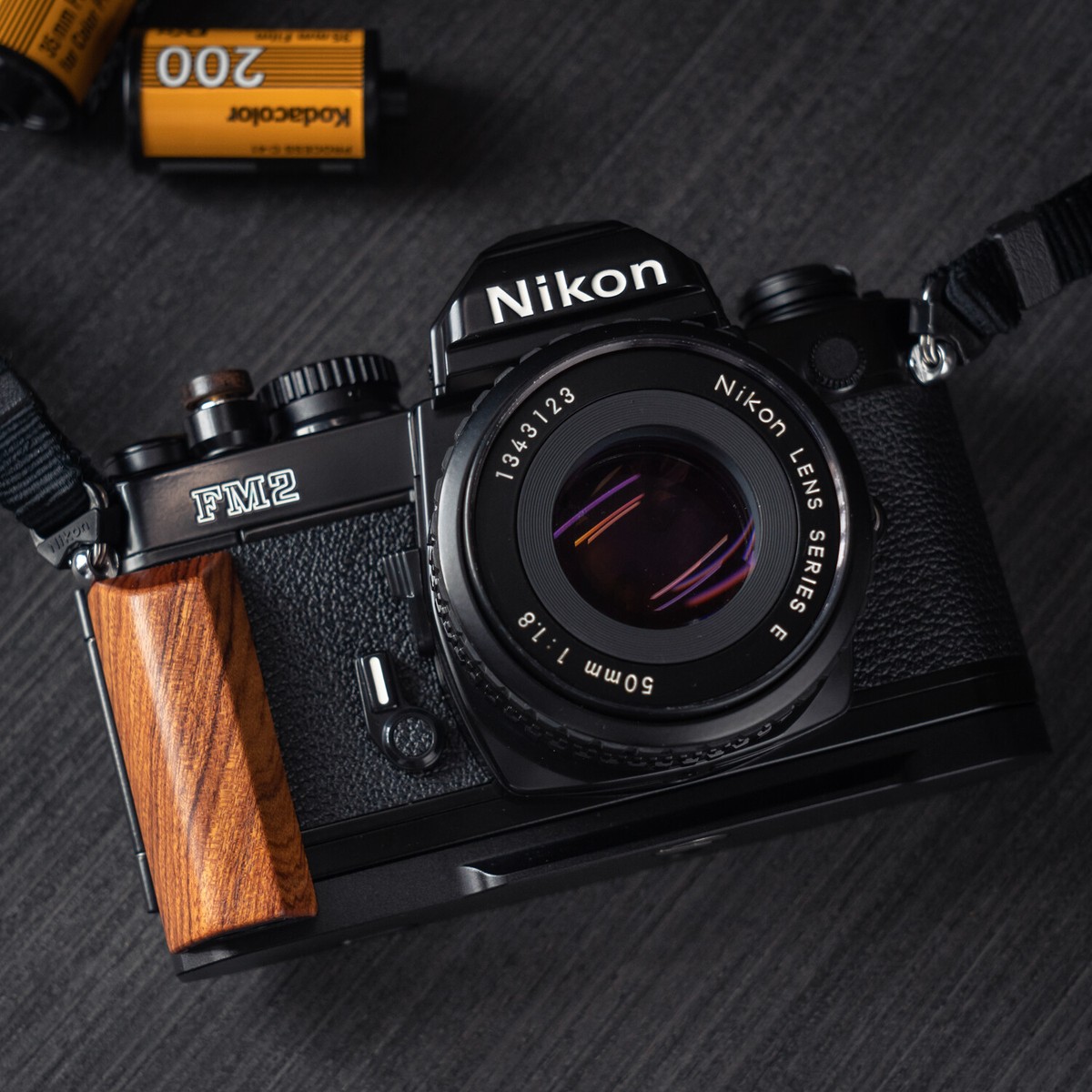 Wood L Hand Grip For Nikon FM2 FM3A FM FE FE2 Camera Aluminum